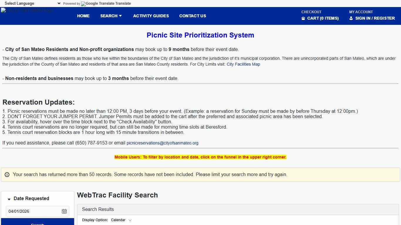 WebTrac Facility Search - San Mateo, CA
